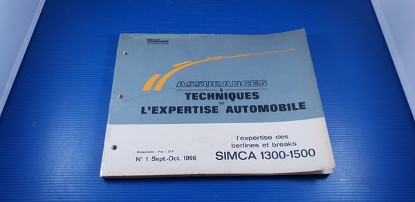Document assurances techniques de l'expertise automobile SIMCA 1300-1500 Sept-Oct 1966